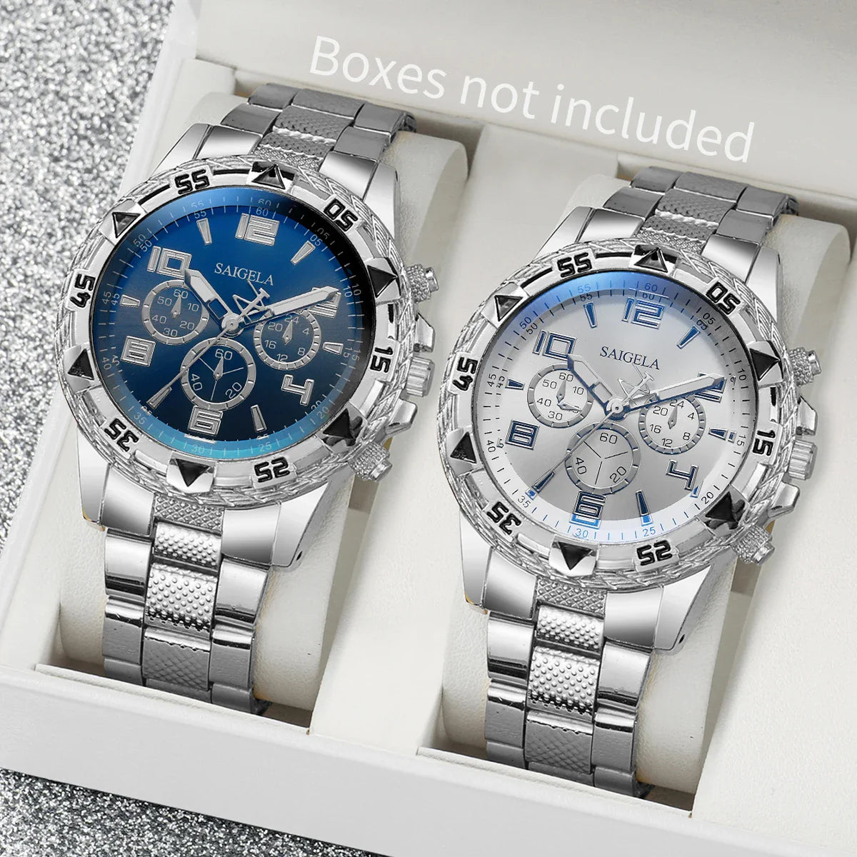 Arabic Dial Steel Band Male's Quartz Watch Set